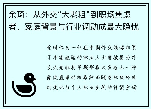 余琦：从外交“大老粗”到职场焦虑者，家庭背景与行业调动成最大隐忧